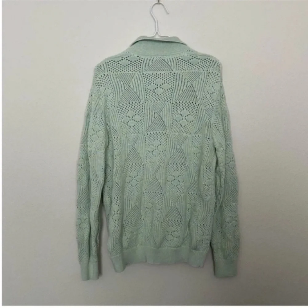 Kith Tilden Crochet Button Down Sweater Zen Green